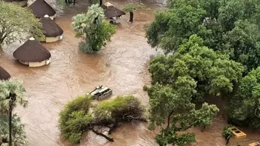 Sel sonrası Kruger Ulusal Parkı'nda hasar görmüş bir köprü