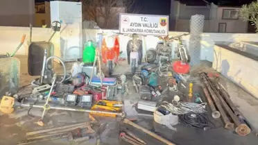 Jandarma şüpheliyi gözaltına alırken