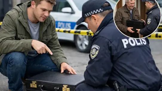 Polis memurları tarafından incelenen altın çantası