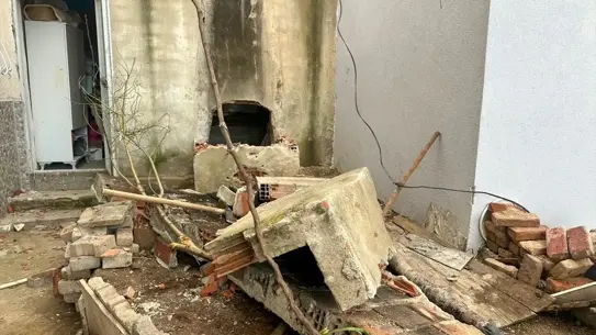 Duvar çökmesi sonrası olay yeri