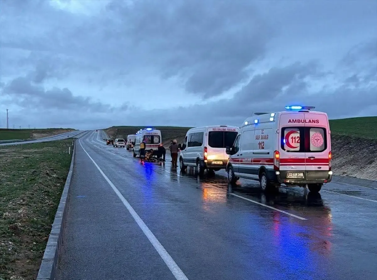 Edirne'de yaya kazası sonrası olay yeri