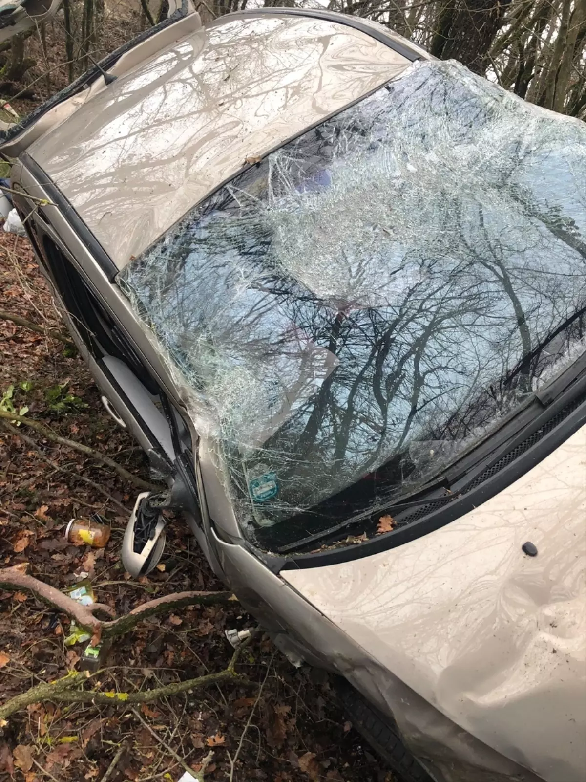 Kırklareli'de Şarampole Devrilen Otomobilde 2 Yaralı