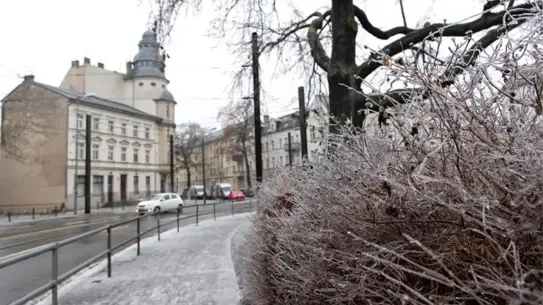 Berlin sokaklarında buzlu yol görüntüsü