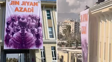 Şırnak'ta Cizre Belediyesi'ne Asılan Kadın Hakları Pankartı Polis Tarafından Kaldırıldı