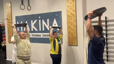 Antrenman sırasında Down sendromlu çocuklar