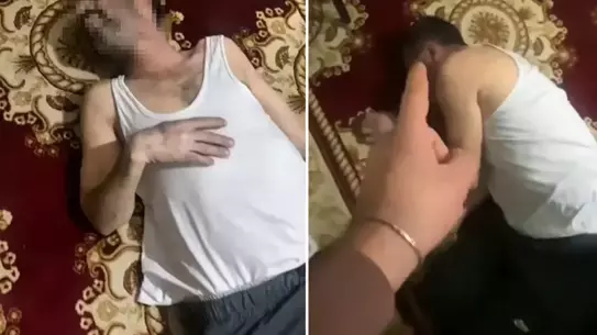 Olayın ana görseli, genç adamın babasını döverken kaydettiği an