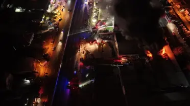 Yangın sonrası Düzce strafor fabrikasından görüntü