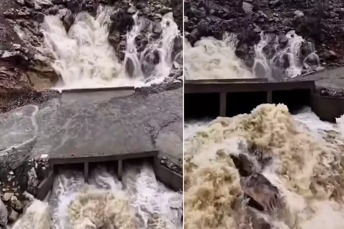 Diyarbakır’da Dağ Yamağında Ani Patlama Sonrası Şelale Oluştu