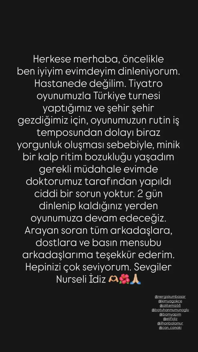 Nurseli İdiz sağlık kontrolü